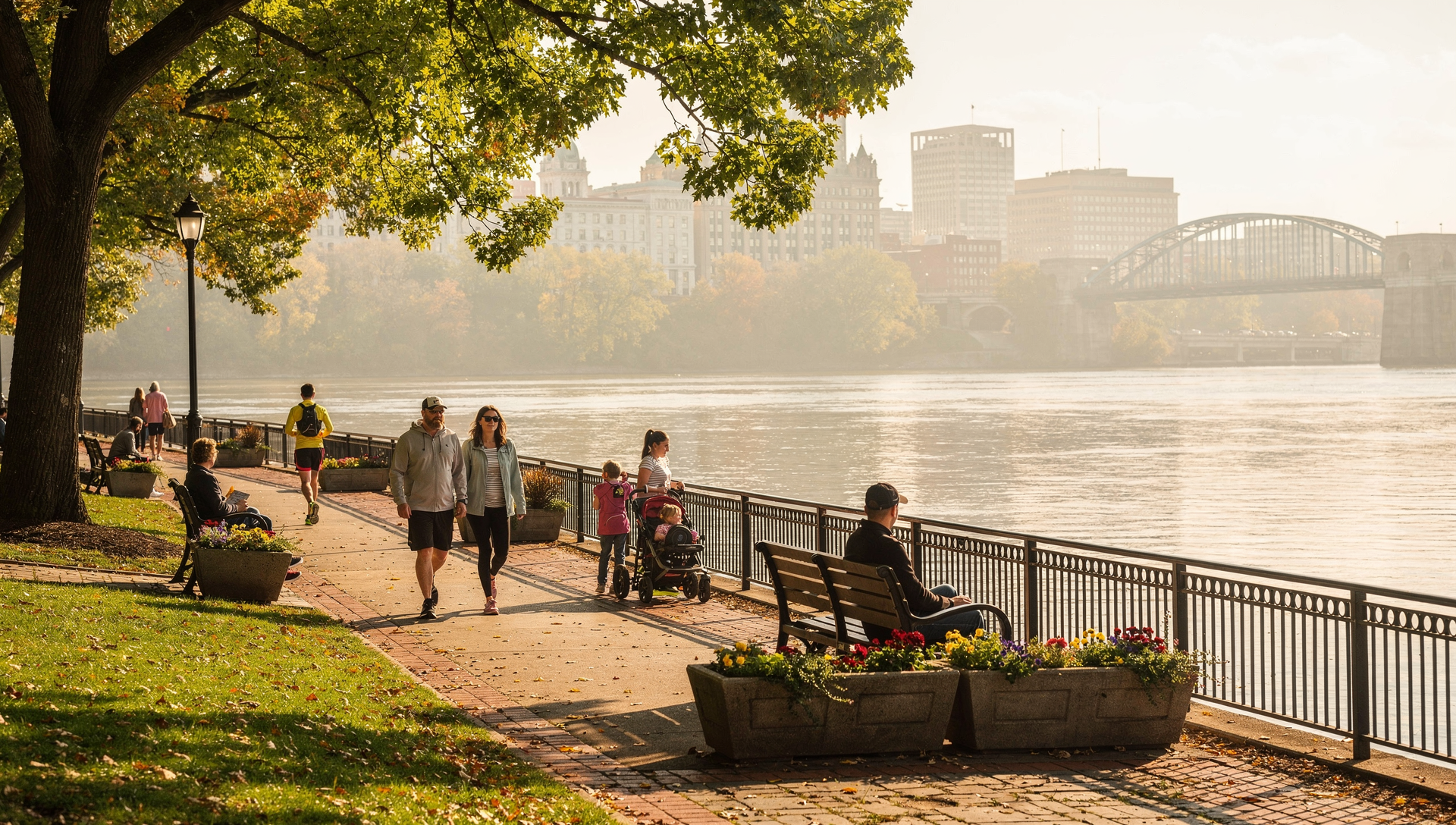 Riverfront Park walking path in Harrisburg PA