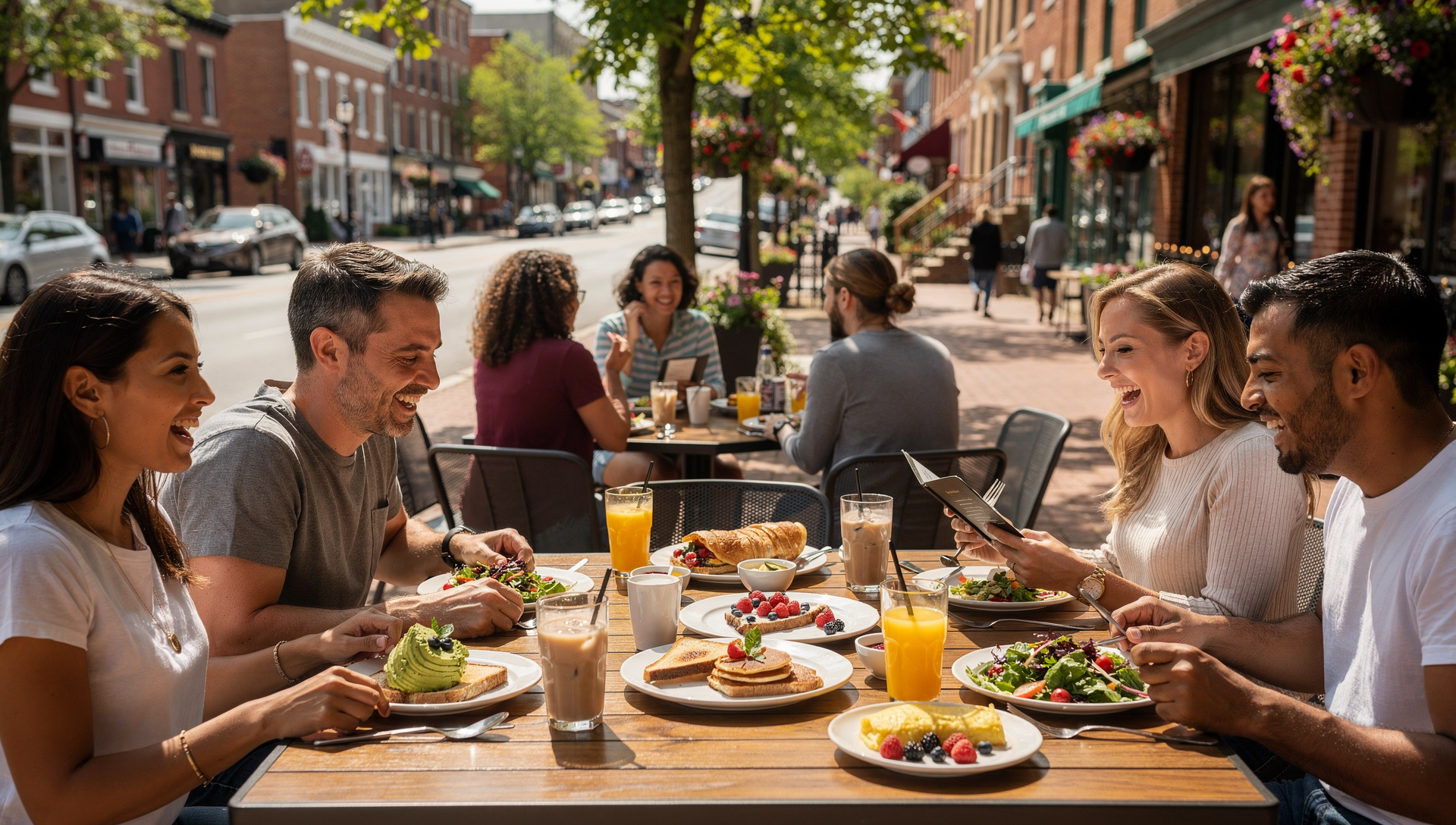 Popular brunch restaurant interior in Harrisburg PA with diners enjoying breakfast