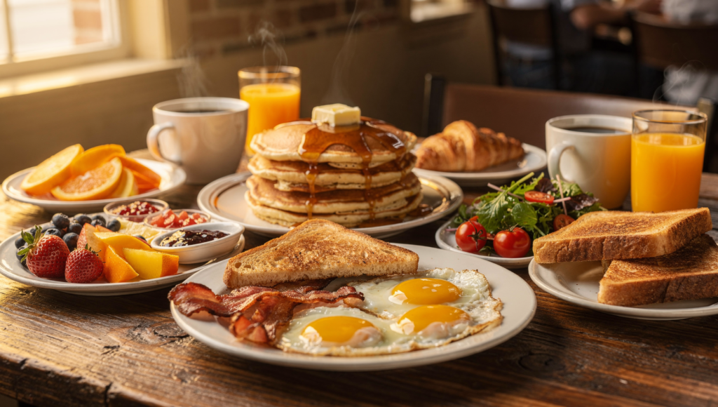 Popular brunch restaurant interior in Harrisburg PA with diners enjoying breakfast