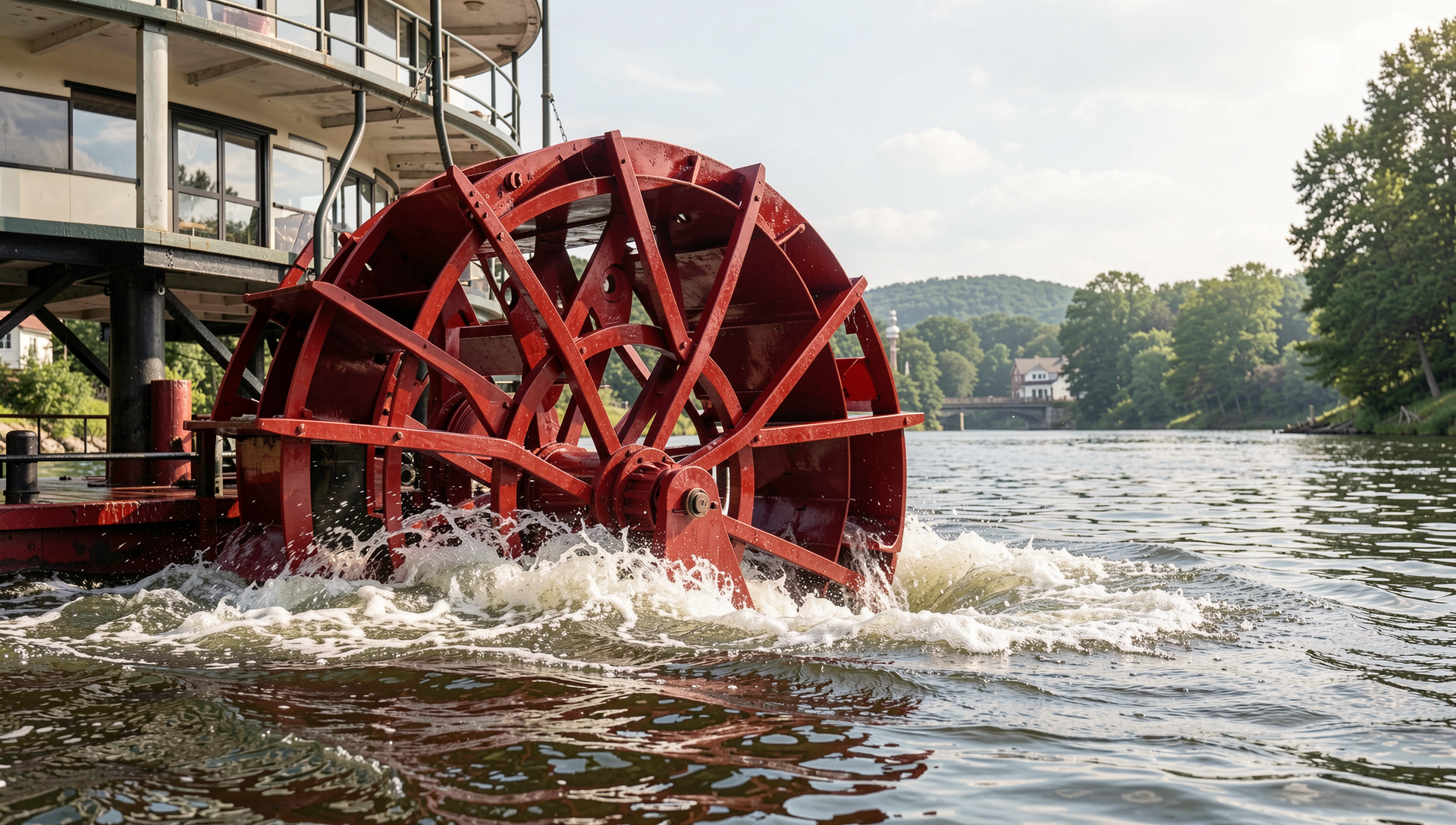 Pride of the Susquehanna riverboat cruising the Susquehanna River in Harrisburg