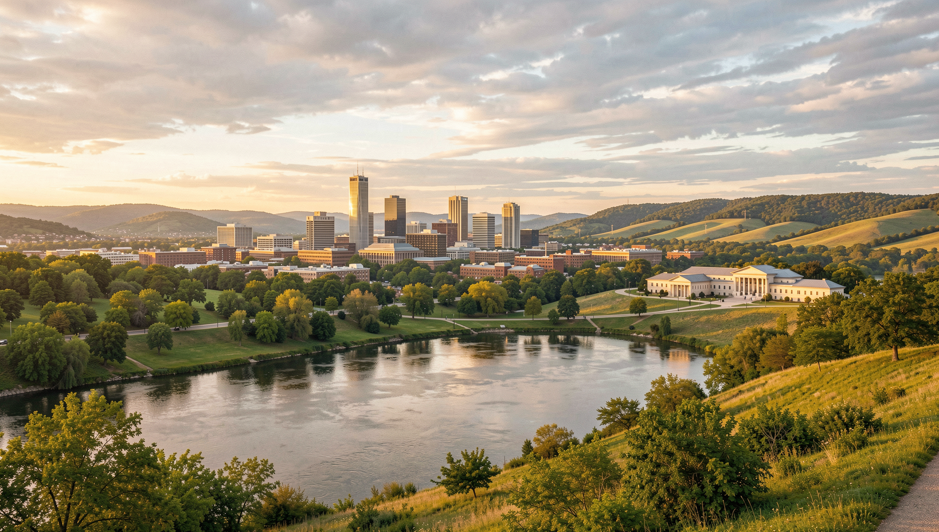 View of Harrisburg skyline from Reservoir Park near Civil War Museum